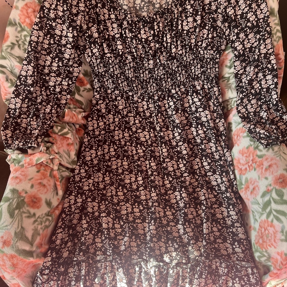 Floral Black and White Dress